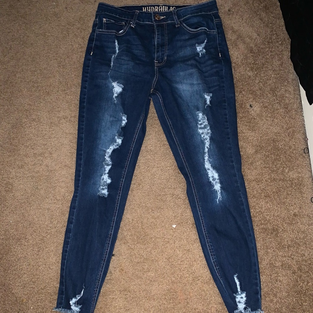 Hydraulic distressed ankle skinny jeans!